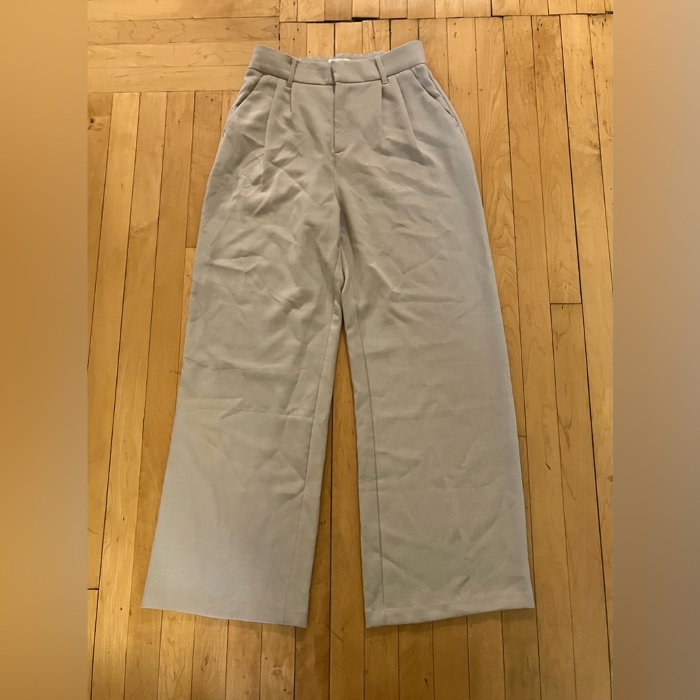 Abercrombie & Fitch Beige Wide-Leg Sloan Pants - Picture 3 of 13